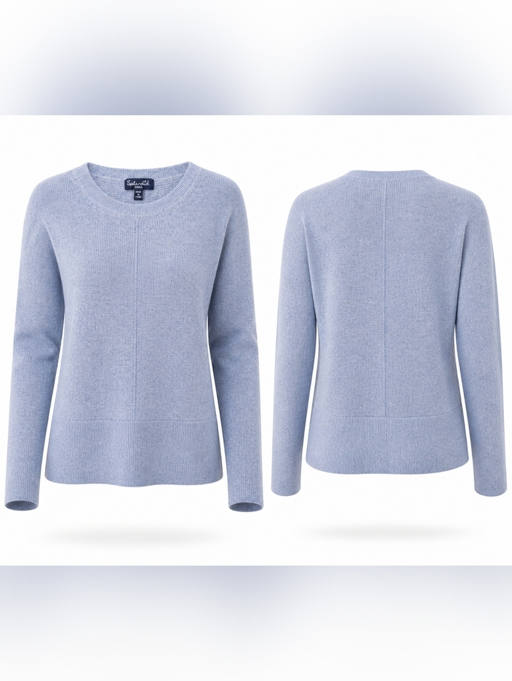 Sz S Splendid Cobalt Long Sleeve Cotton Blend Knit Pullover Sweater